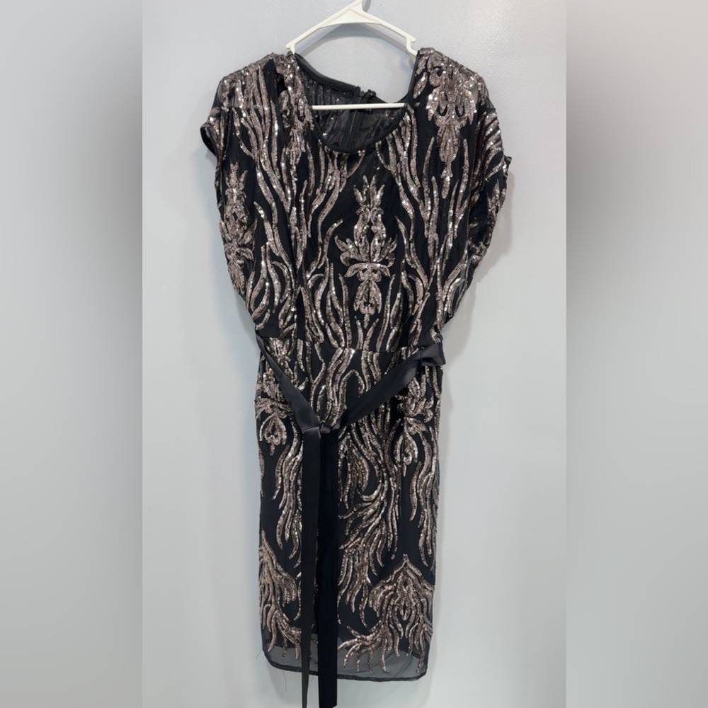 R&M Richards Black Dress with Silver Sequins